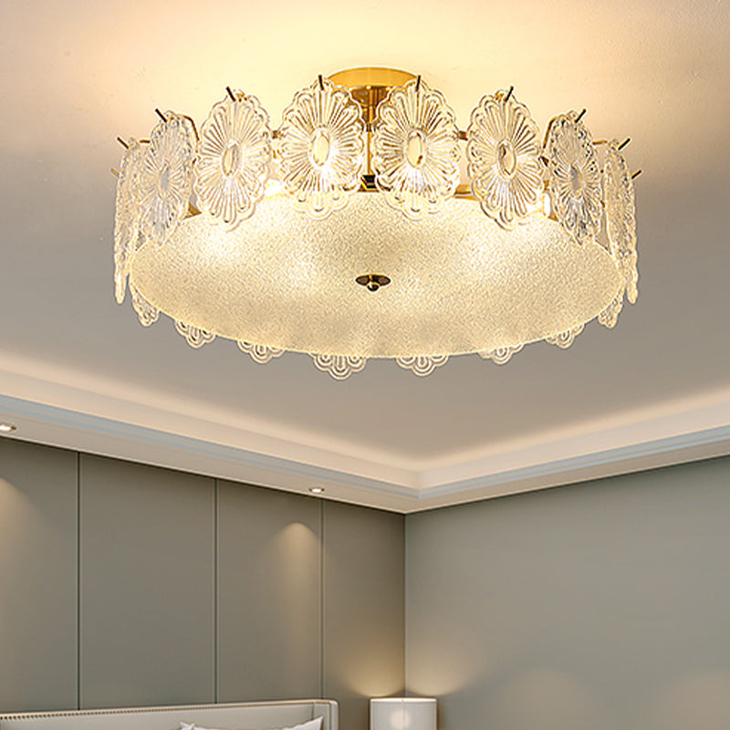 Nordic Style Glass Shade Ceiling Light Household Flush Mount for Bedroom