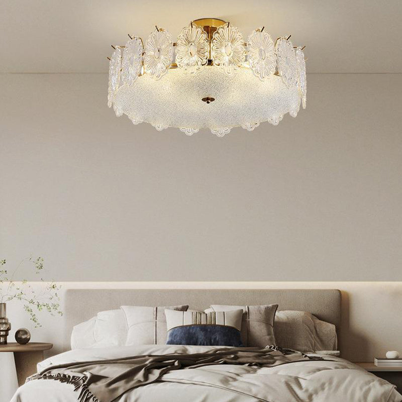 Nordic Style Glass Shade Ceiling Light Household Flush Mount for Bedroom