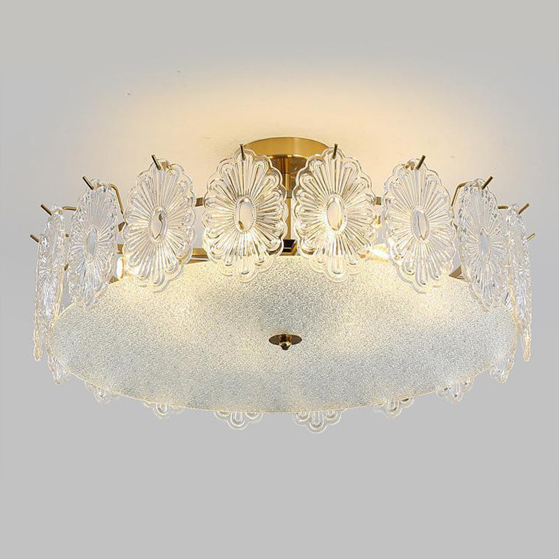 Nordic Style Glass Shade Ceiling Light Household Flush Mount for Bedroom