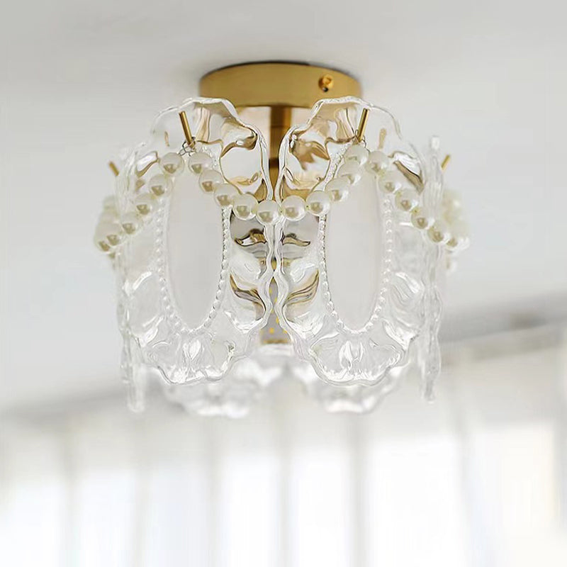 Modern Style Glass Shade Ceiling Light Household Flush Mount for Dining Room