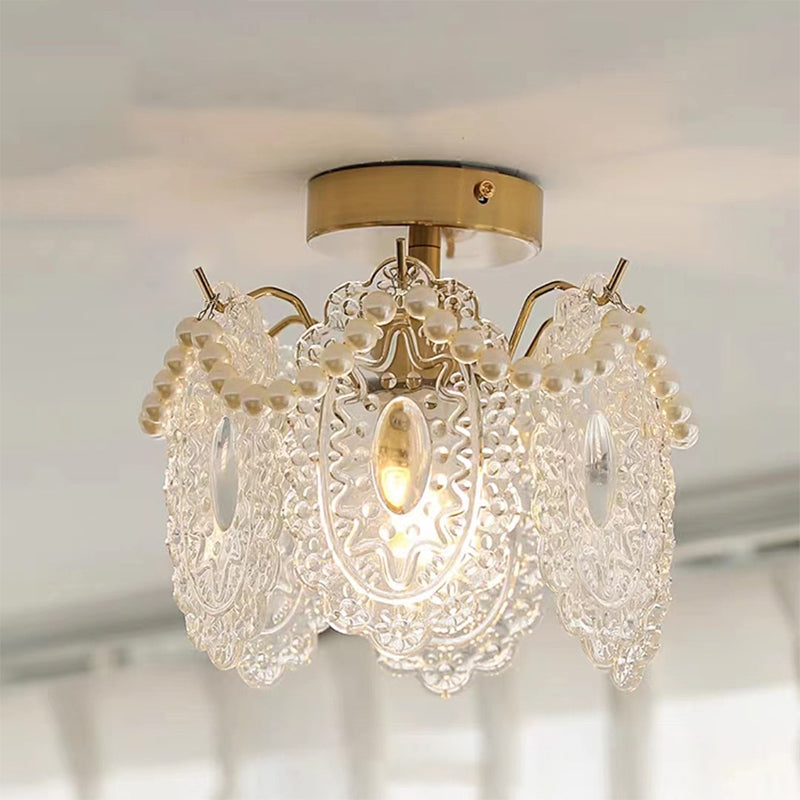 Modern Style Glass Shade Ceiling Light Household Flush Mount for Dining Room