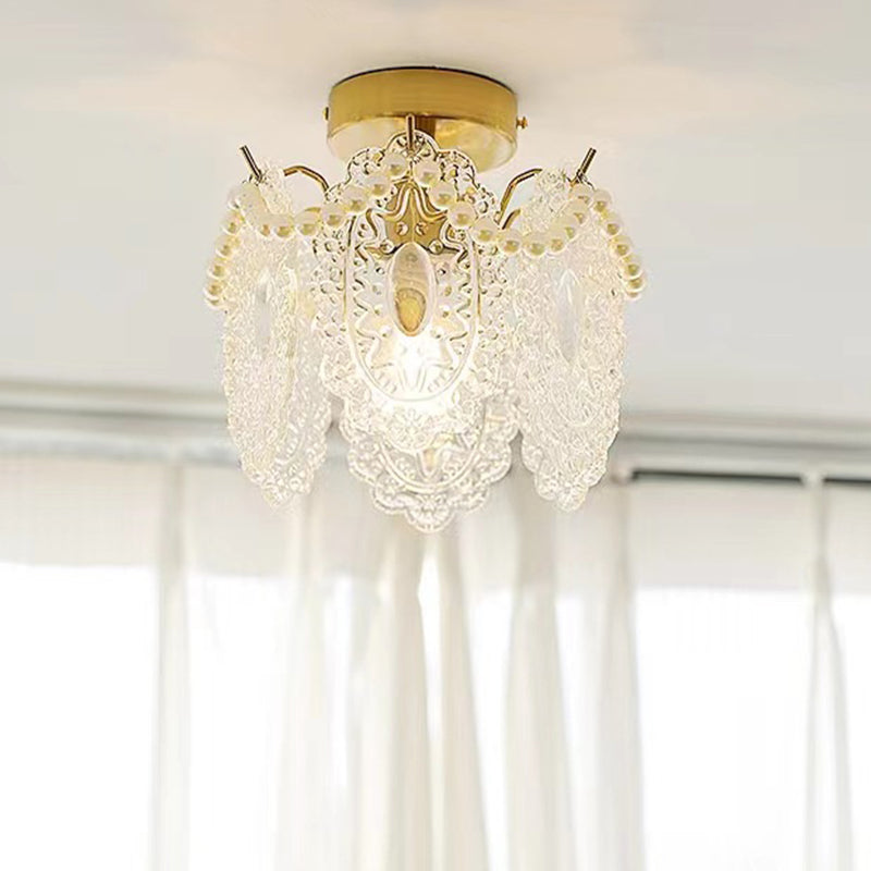 Modern Style Glass Shade Ceiling Light Household Flush Mount for Dining Room