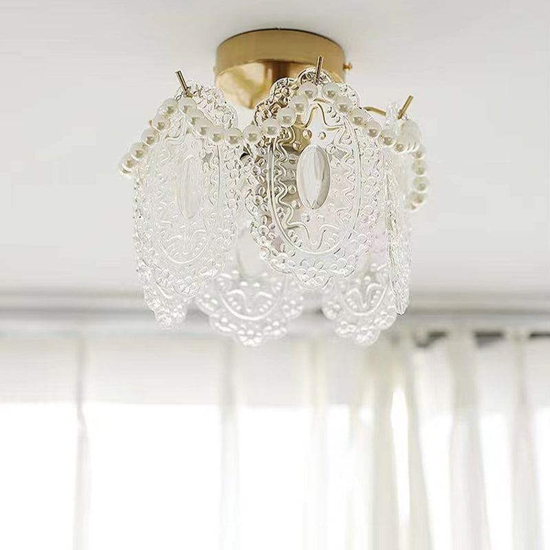 Modern Style Glass Shade Ceiling Light Household Flush Mount for Dining Room