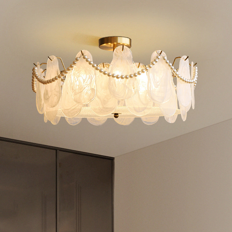 Nordic Simple Glass Shade Ceiling Light Household Flush Mount for Bedroom