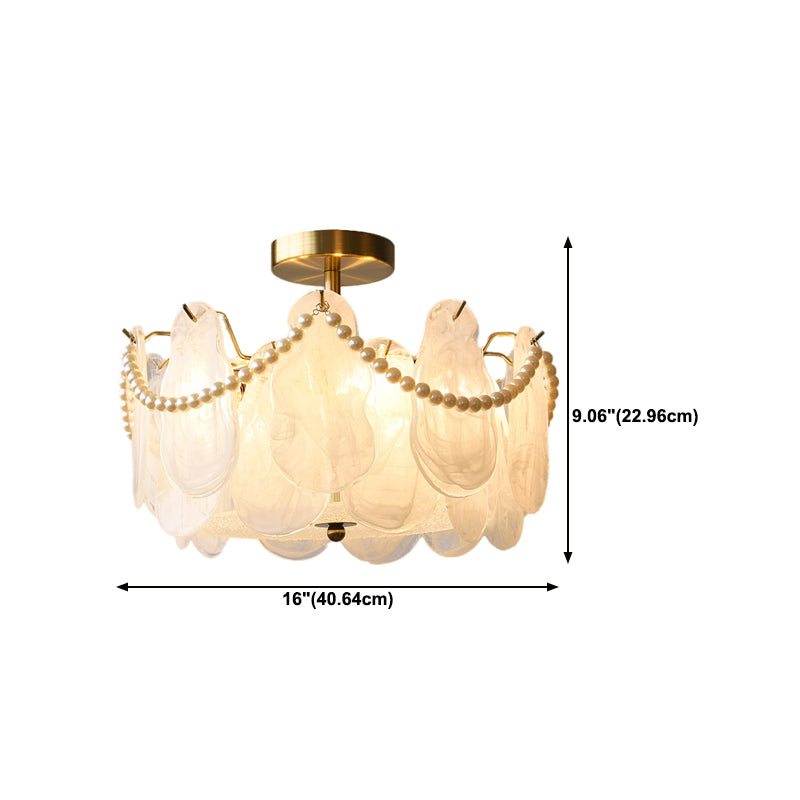 Nordic Simple Glass Shade Ceiling Light Household Flush Mount for Bedroom