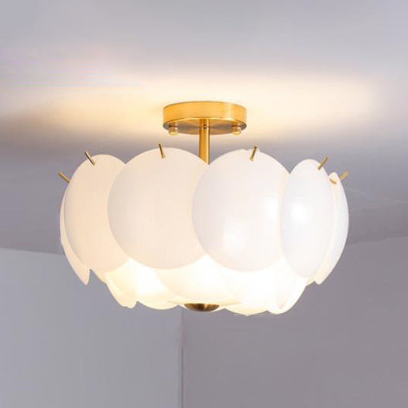 Modern White Glass Shade Ceiling Light Household Flush Mount for Bedroom