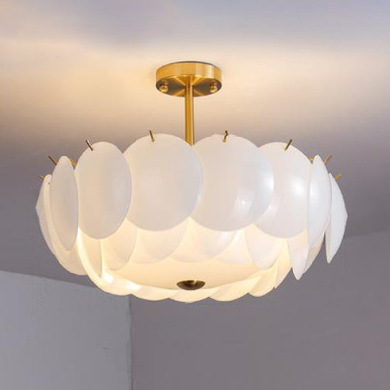 Modern White Glass Shade Ceiling Light Household Flush Mount for Bedroom