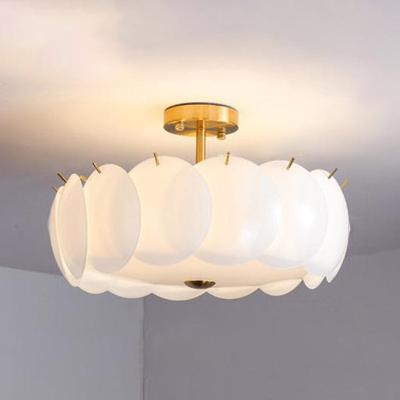 Modern White Glass Shade Ceiling Light Household Flush Mount for Bedroom