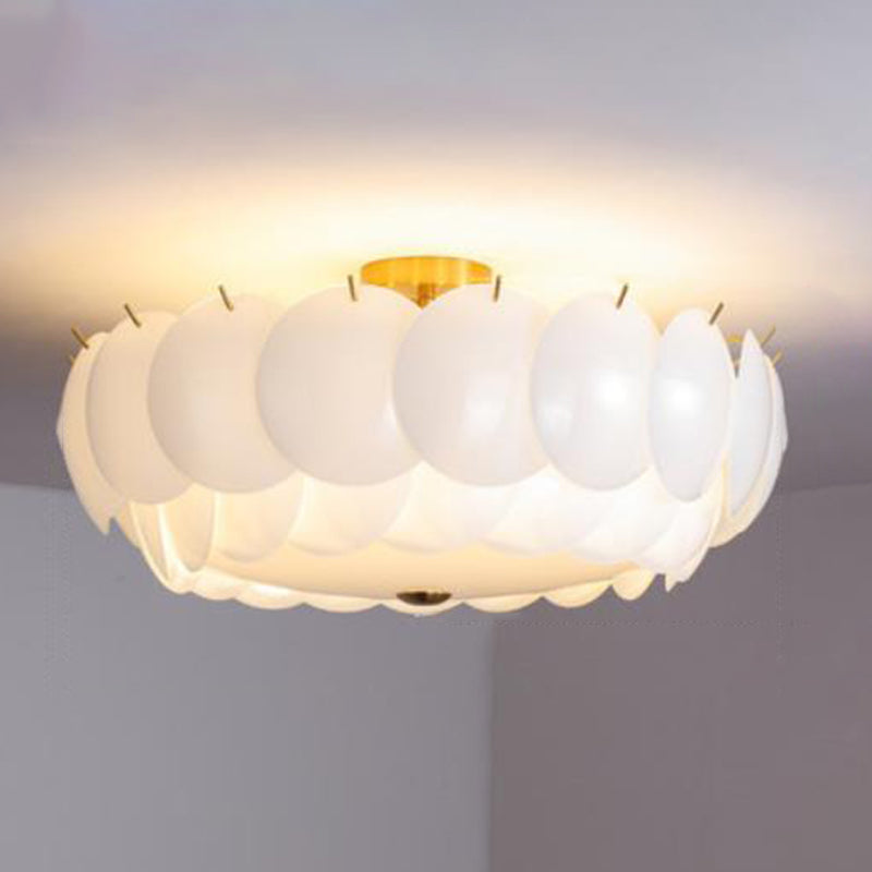 Modern White Glass Shade Ceiling Light Household Flush Mount for Bedroom