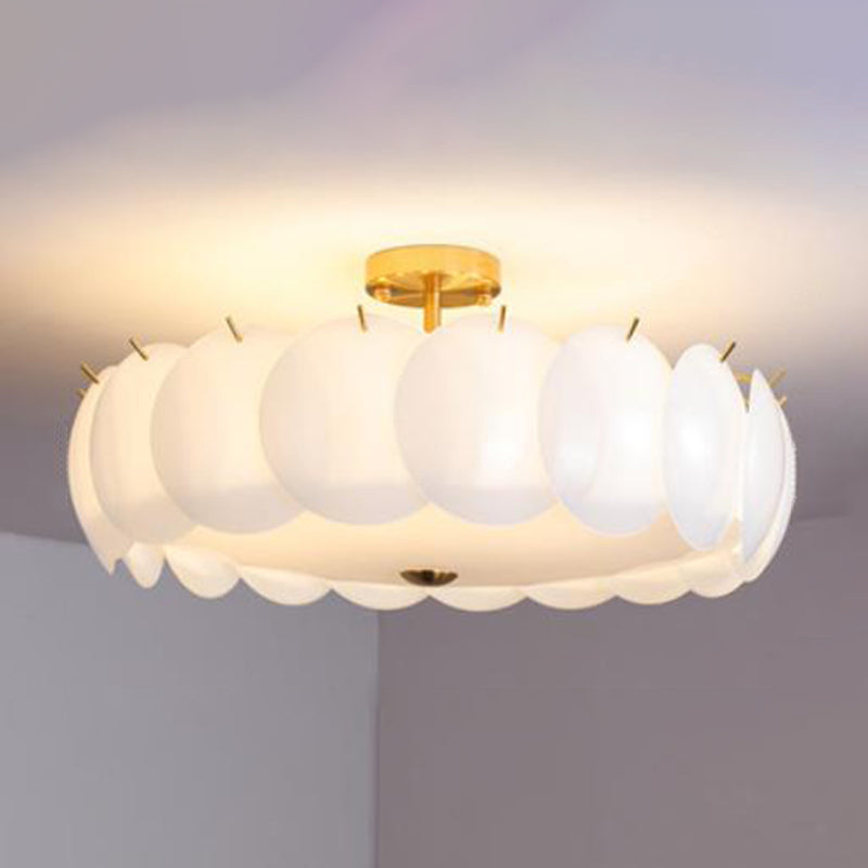 Modern White Glass Shade Ceiling Light Household Flush Mount for Bedroom