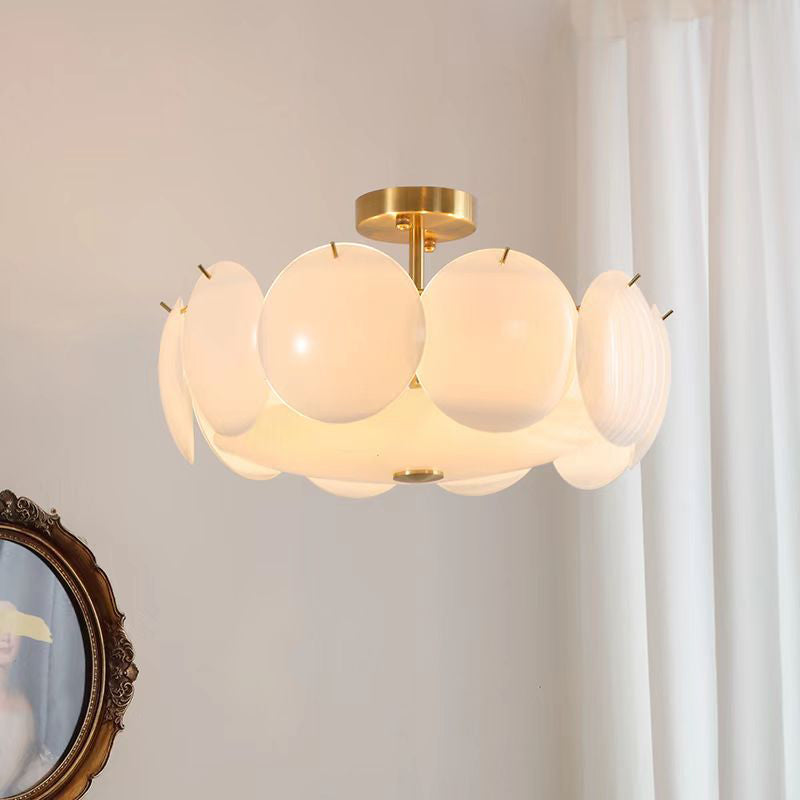 Modern White Glass Shade Ceiling Light Household Flush Mount for Bedroom