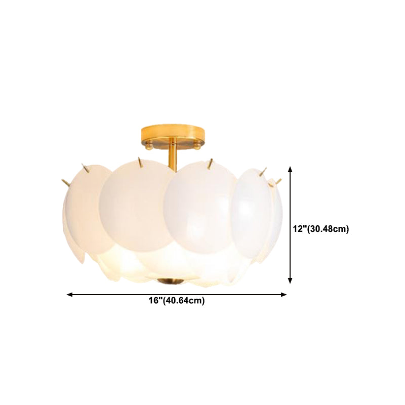 Modern White Glass Shade Ceiling Light Household Flush Mount for Bedroom