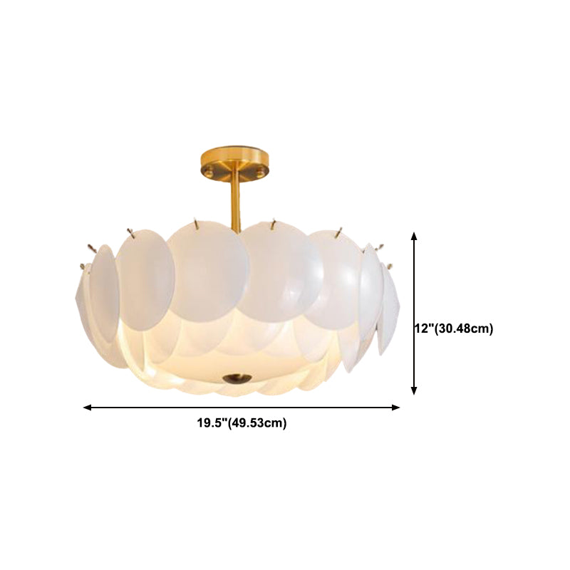 Modern White Glass Shade Ceiling Light Household Flush Mount for Bedroom