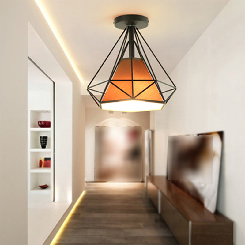 Contemporary Polished Finish Single Flush Mount Lighting Unique Iron Ceiling Light