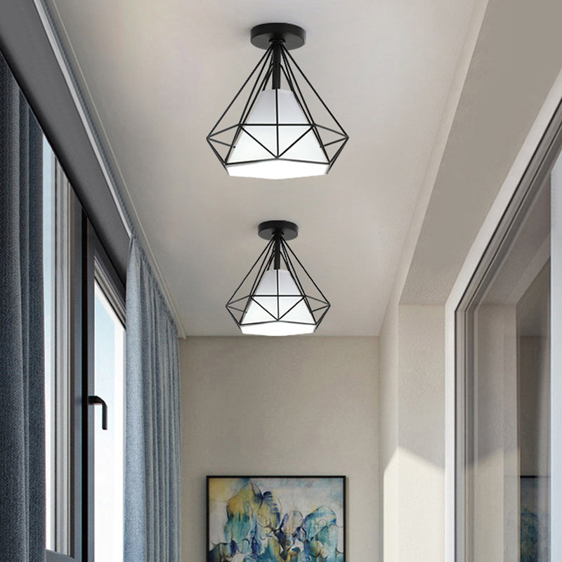 Contemporary Polished Finish Single Flush Mount Lighting Unique Iron Ceiling Light