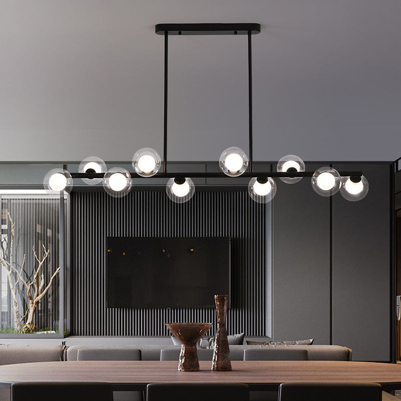 Contemporary 8/10-Light Black/Golden Kitchen Island Lighting LED Island Pendant Lighting