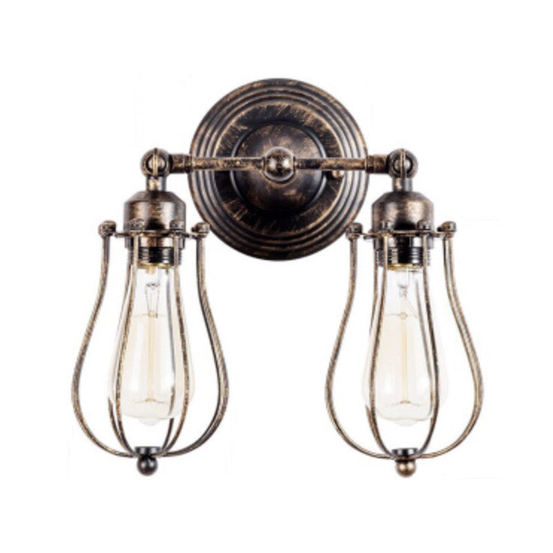 1 / 2 - Light Wall Sconce Iron Industrial Wall Light in Black / Distressed Copper