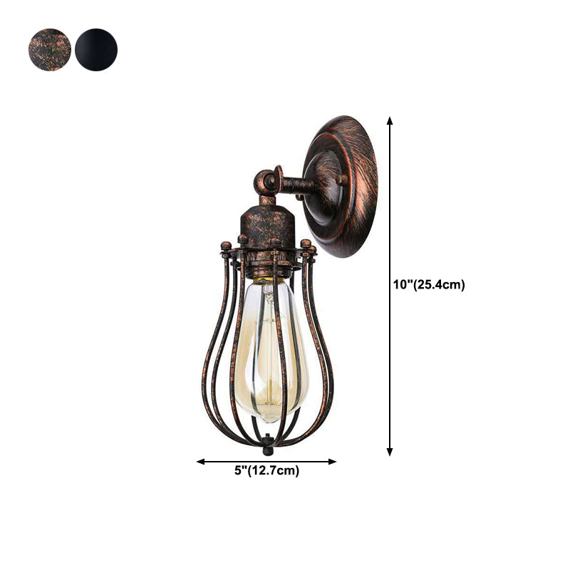 1 / 2 - Light Wall Sconce Iron Industrial Wall Light in Black / Distressed Copper