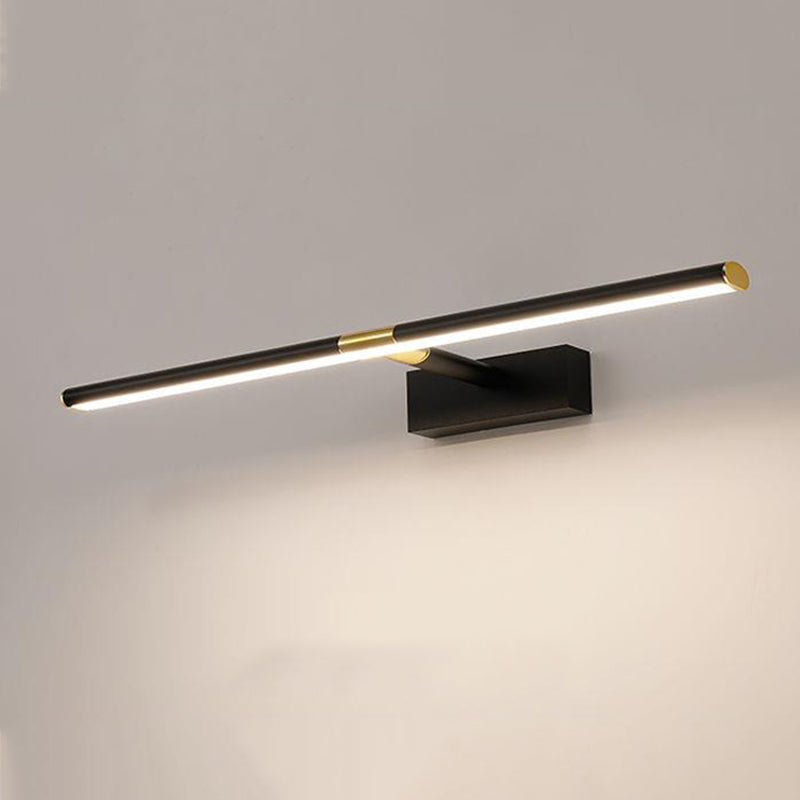 Metal Linear Shape Mirror Wall Light Modern 1 Light Mirror Wall Light Sconces in Black