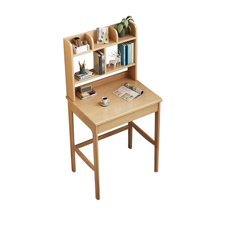 Modern Solid Wood Office Desk Bedroom Task Desk with 5 Shelfs and 1 Drawer