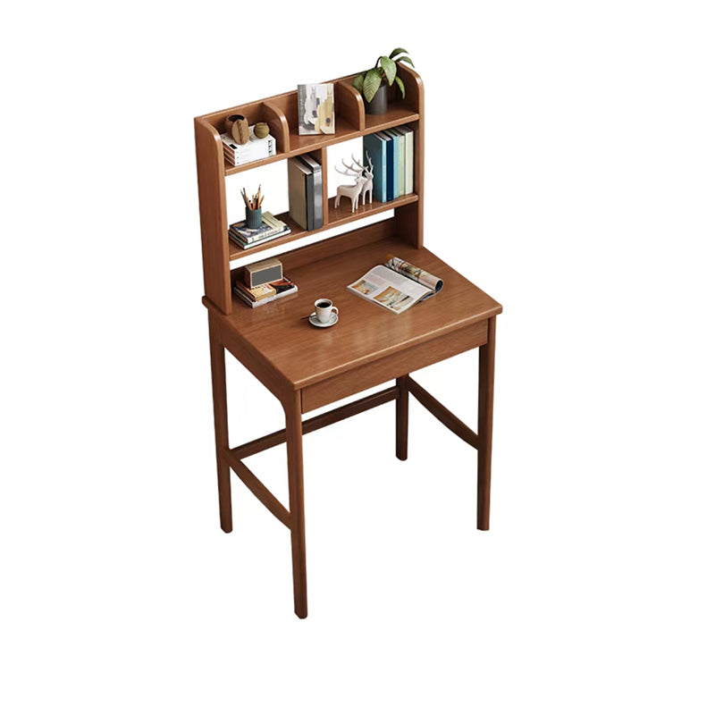 Modern Solid Wood Office Desk Bedroom Task Desk with 5 Shelfs and 1 Drawer