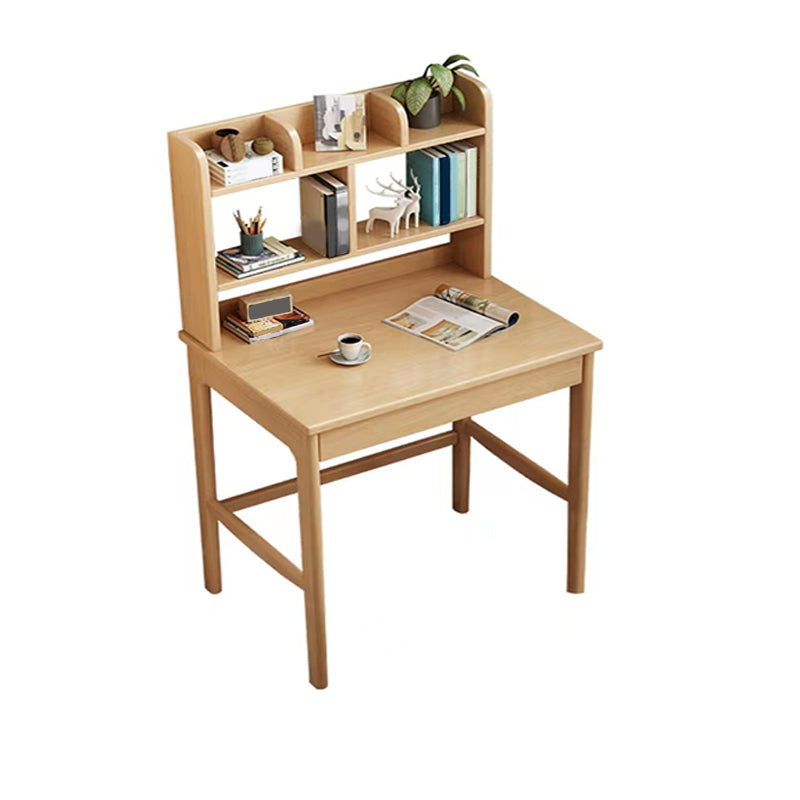 Modern Solid Wood Office Desk Bedroom Task Desk with 5 Shelfs and 1 Drawer