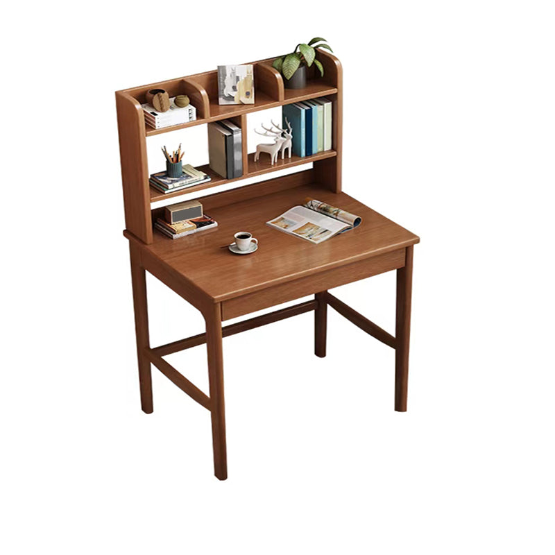 Modern Solid Wood Office Desk Bedroom Task Desk with 5 Shelfs and 1 Drawer