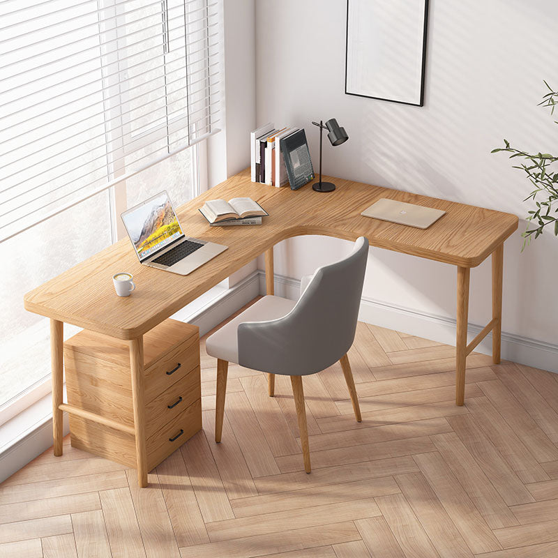 Modern Style Solid Wood Office Desk L-shaped Bedroom Task Desk