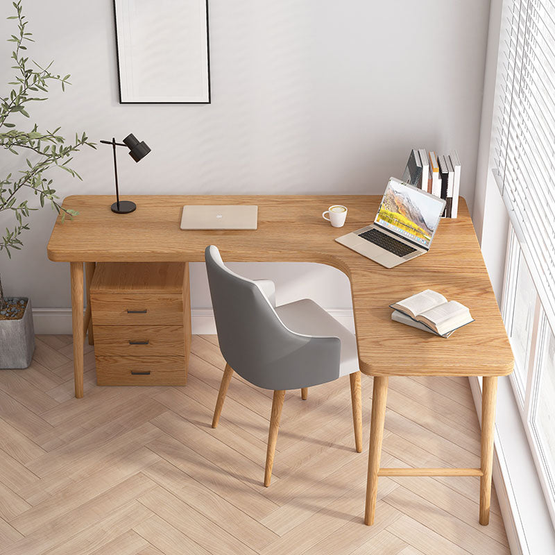 Modern Style Solid Wood Office Desk L-shaped Bedroom Task Desk