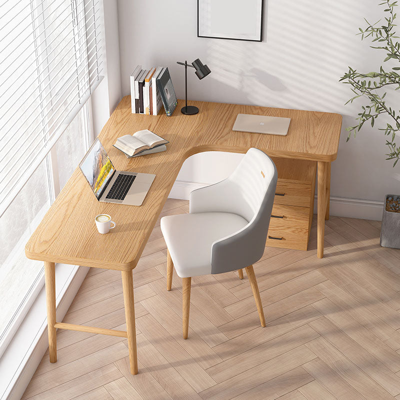 Modern Style Solid Wood Office Desk L-shaped Bedroom Task Desk