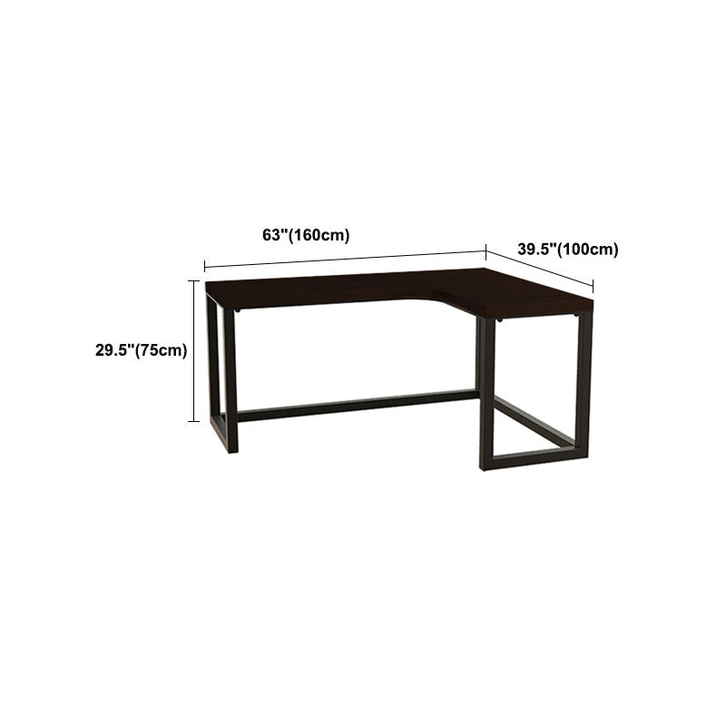 Modern Style Solid Wood Office Desk Black L-shaped Bedroom Task Desk