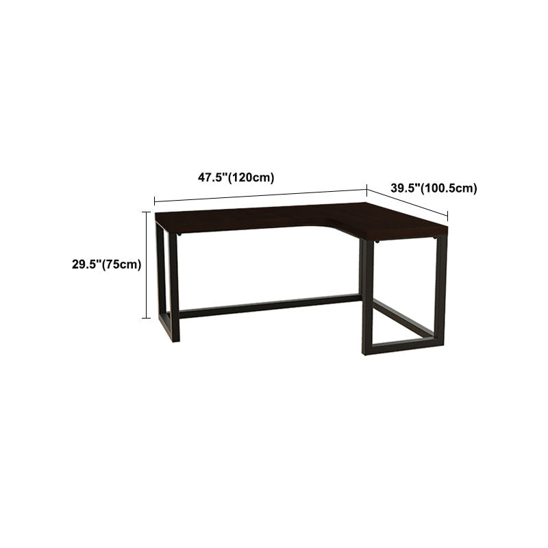 Modern Style Solid Wood Office Desk Black L-shaped Bedroom Task Desk