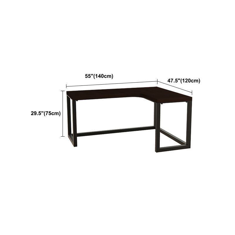 Modern Style Solid Wood Office Desk Black L-shaped Bedroom Task Desk