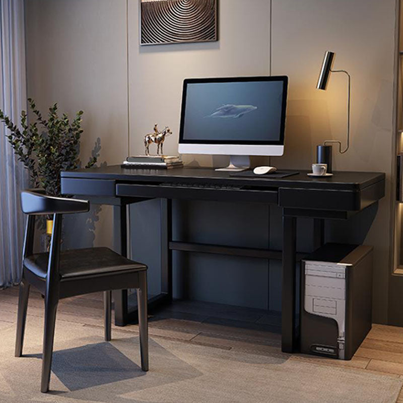 Modern Office Desk Bedroom Solid Wood Task Desk with 2 Drawers