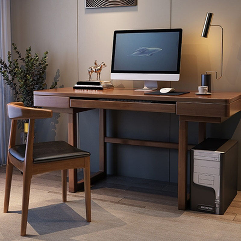 Modern Office Desk Bedroom Solid Wood Task Desk with 2 Drawers