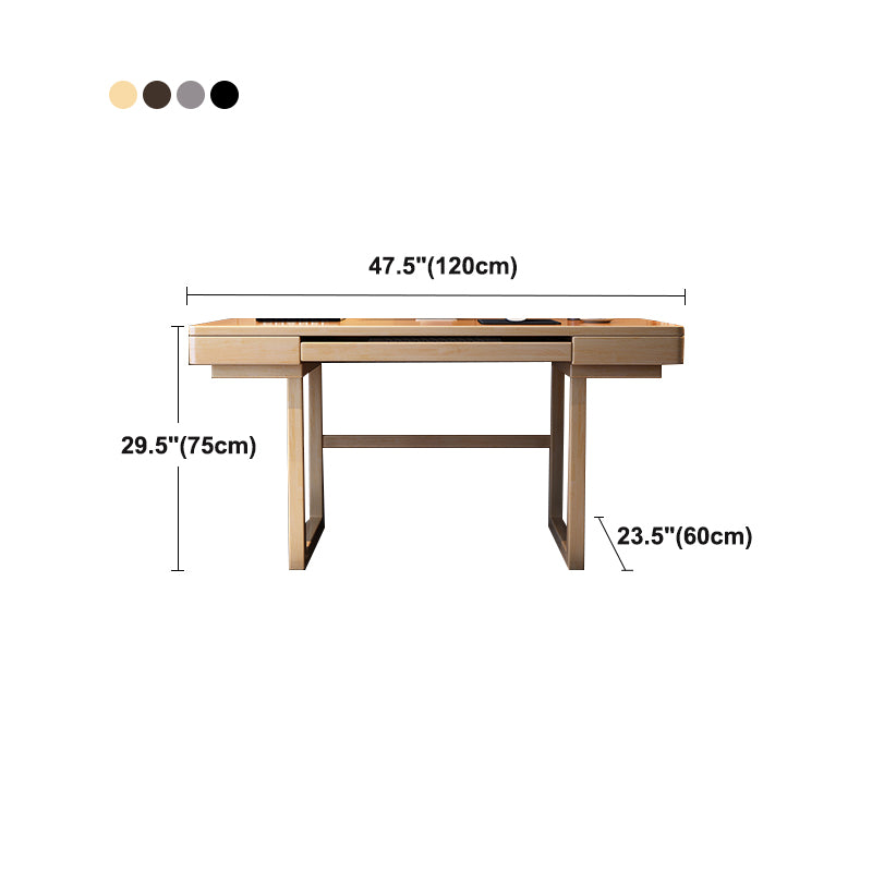 Modern Office Desk Bedroom Solid Wood Task Desk with 2 Drawers