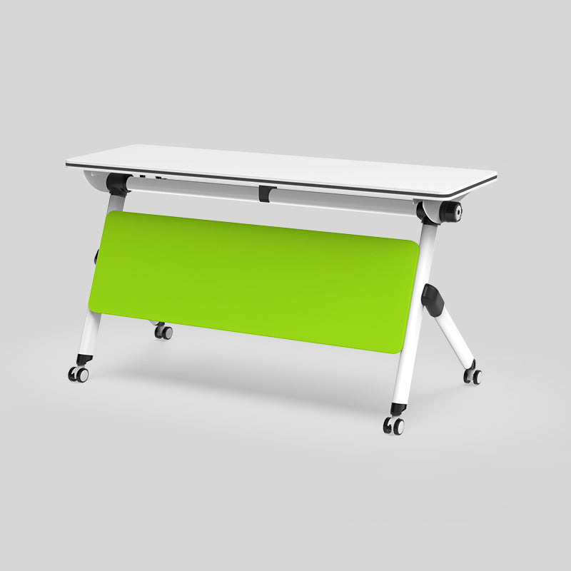 White Folding Office Desk Modern Wooden Training Desk with Wheels