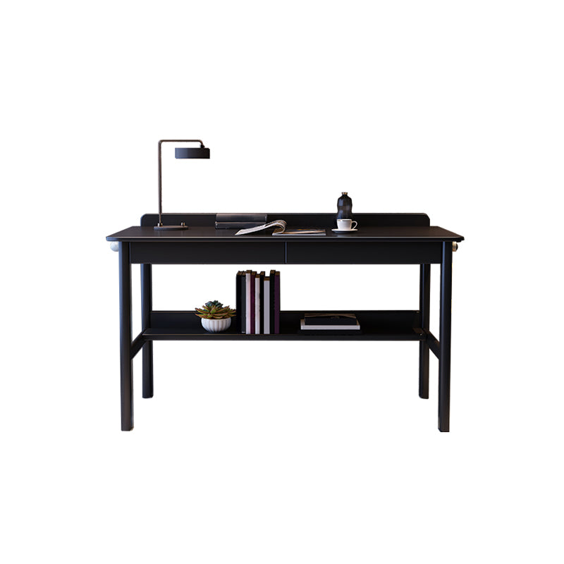 Grey / Black Office Desk Modern Rubberwood Task Desk with 4 Legs