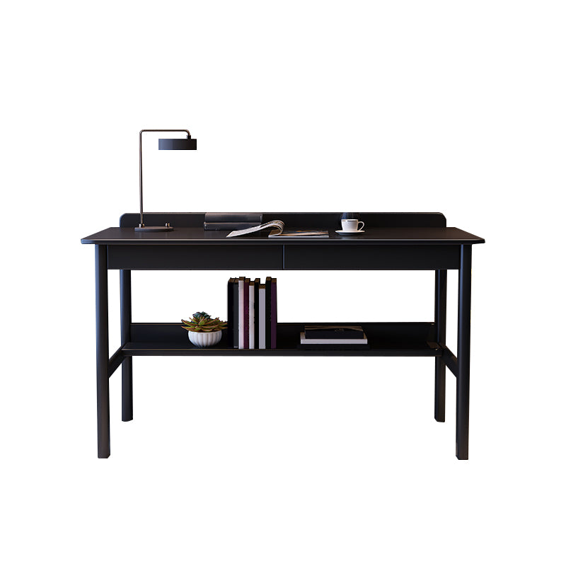 Grey / Black Office Desk Modern Rubberwood Task Desk with 4 Legs