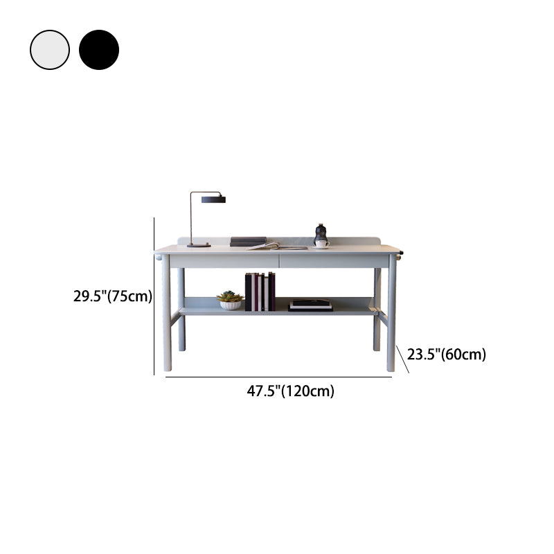 Grey / Black Office Desk Modern Rubberwood Task Desk with 4 Legs