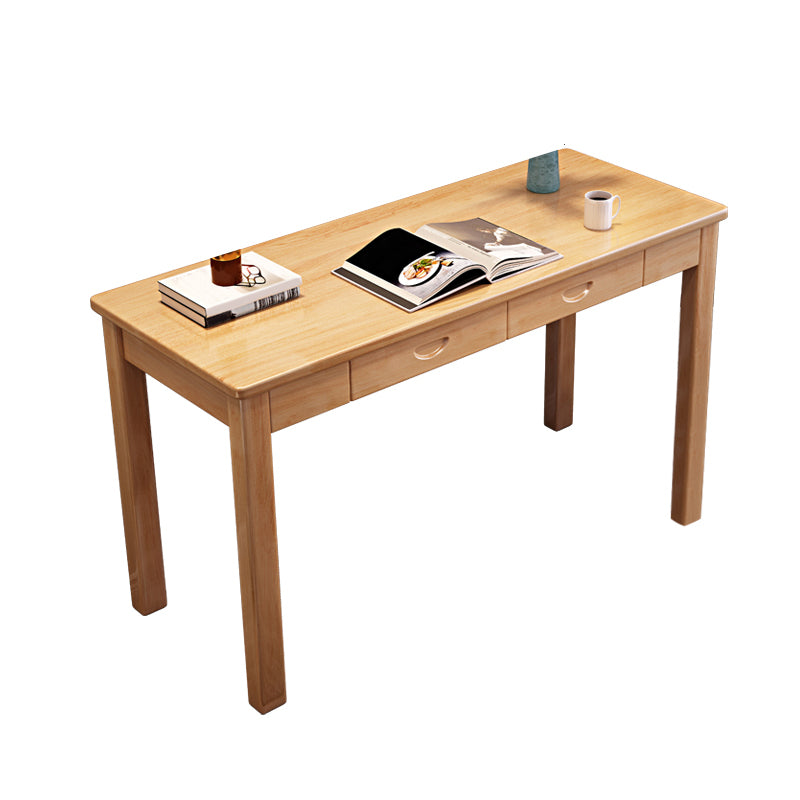 Modern Office Desk 2 Drawers Solid Wood Task Desk with 4 Legs