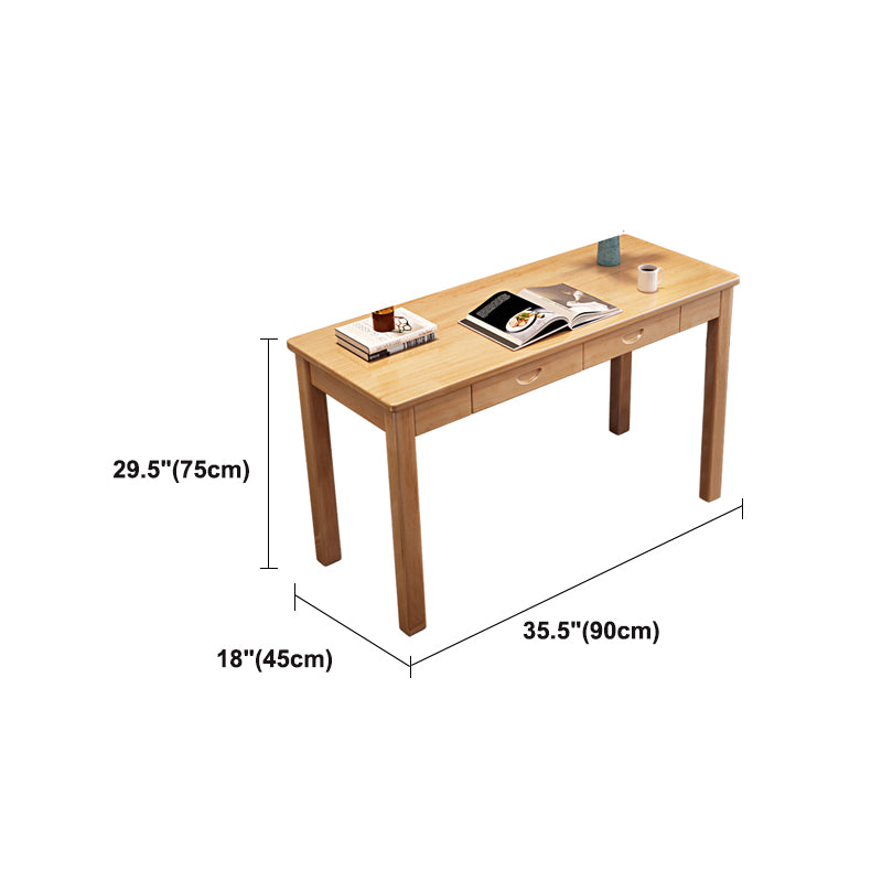 Modern Office Desk 2 Drawers Solid Wood Task Desk with 4 Legs