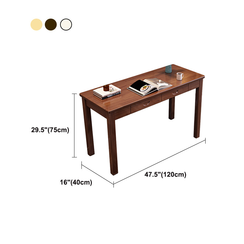 Modern Office Desk 2 Drawers Solid Wood Task Desk with 4 Legs