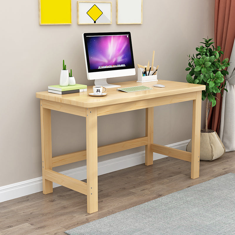 Modern H-shape Base Office Desk Rectangle Solid Wood Task Desk