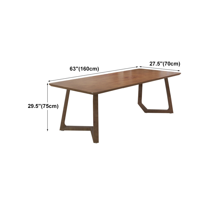 Modern Style Home Office Desk Rectangle Brown Solid Wood Writing Desk