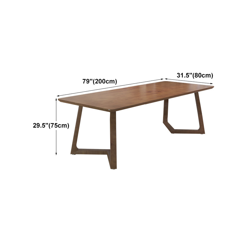 Modern Style Home Office Desk Rectangle Brown Solid Wood Writing Desk