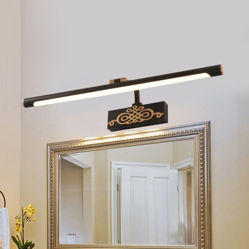 Luz de tocador alargado negro lámpara de apliques de baño de baño de metal clásico en blanco/cálido/luz natural, 16 "/20"/24 "L