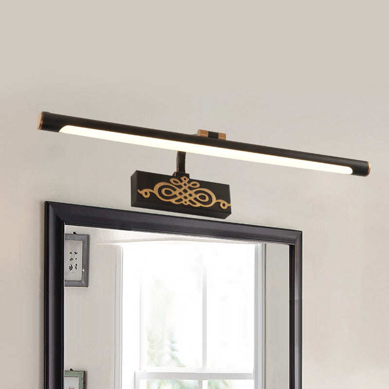 Luz de tocador alargado negro lámpara de apliques de baño de baño de metal clásico en blanco/cálido/luz natural, 16 "/20"/24 "L