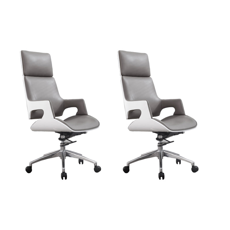 High / Mid Back Office Chair Grey Upholstered Desk Chair with Wheels