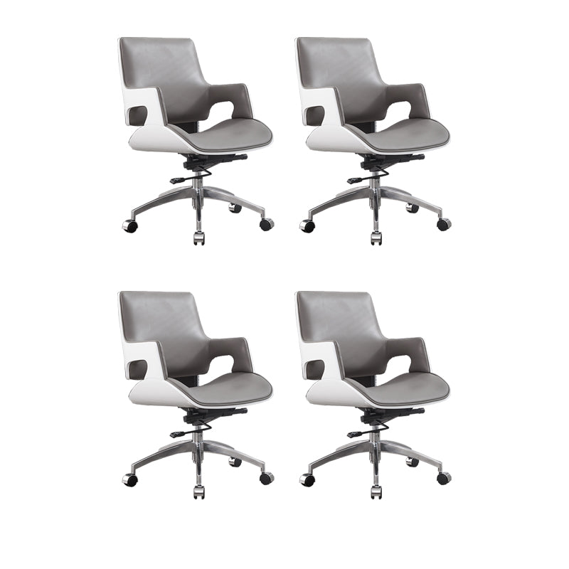 High / Mid Back Office Chair Grey Upholstered Desk Chair with Wheels